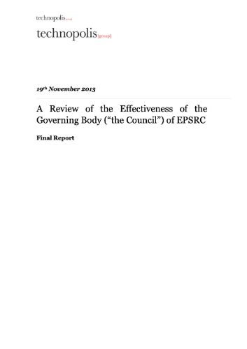 A Review of the Effectiveness of the Governing Body (‘The Council’) of EPSRC
