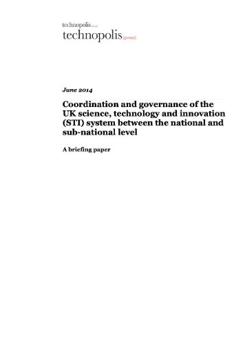 Coordination and governance of the UK science, technology and innovation (STI) system between the national and sub-national level