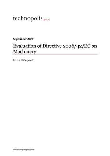 Evaluation of Directive 2006/42/EC on Machinery