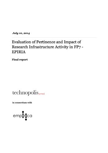 Evaluation of Pertinence and Impact of Research Infrastructure Activity in FP7 – EPIRIA