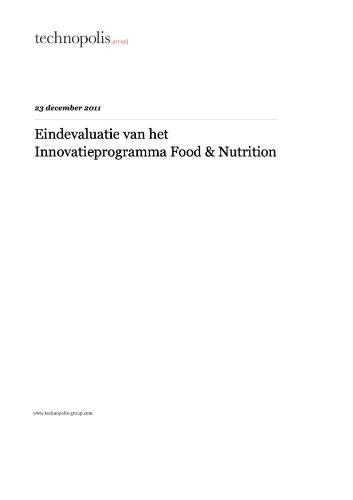 Evaluation of the Dutch Innovation Programme on Food and Nutrition