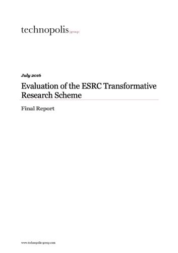 Evaluation of the ESRC Transformative Research Scheme