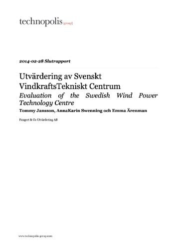 Evaluation of the Swedish Wind Power Technology Centre