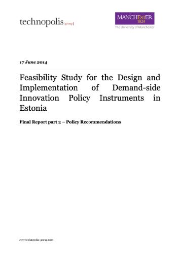 Feasibility Study for the Design and Implementation of Demand-side Innovation Policy Instruments in Estonia