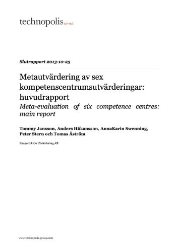Meta-evaluation of six competence centres in Sweden