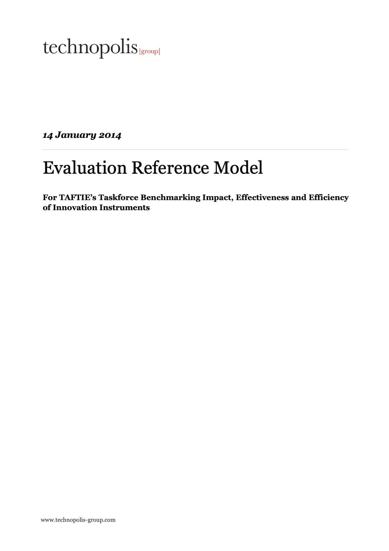 TAFTIE’s Taskforce Benchmarking Impact, Effectiveness and Efficiency of Innovation Instruments – Evaluation Reference Model