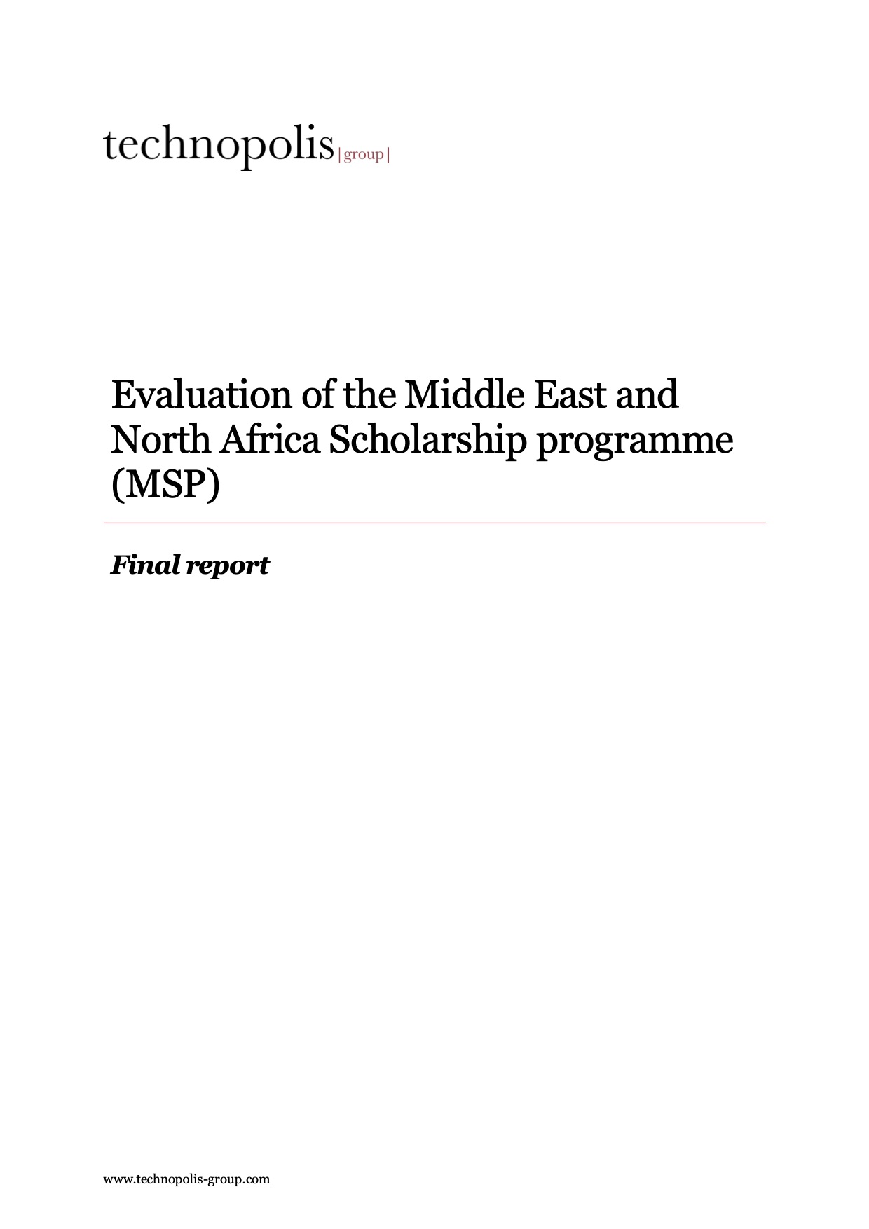 Evaluation of the “Middle East and North Africa Scholarship programme»