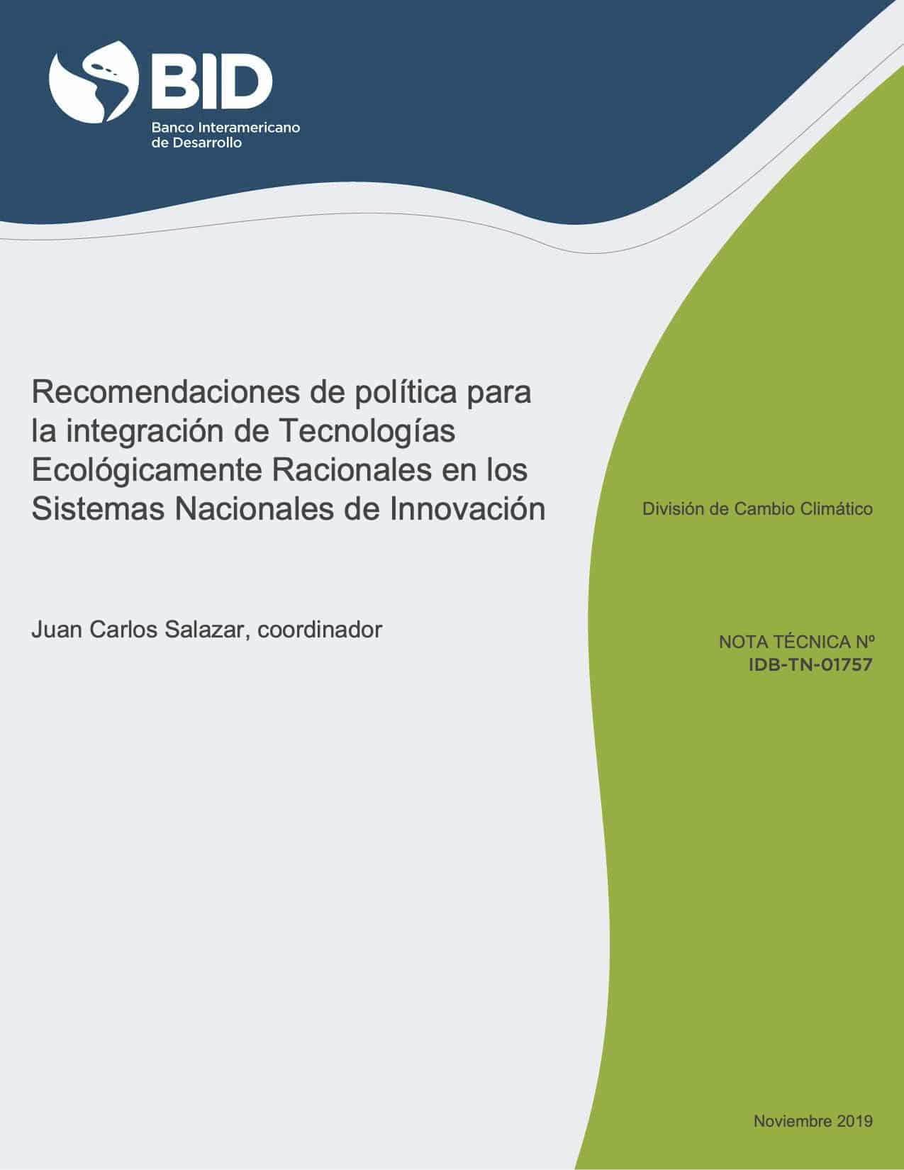 Policy recommendations to integrate Environmentally Sound Technologies (ESTs) into National Innovation Systems (NIS) in Latin America and the Caribbean