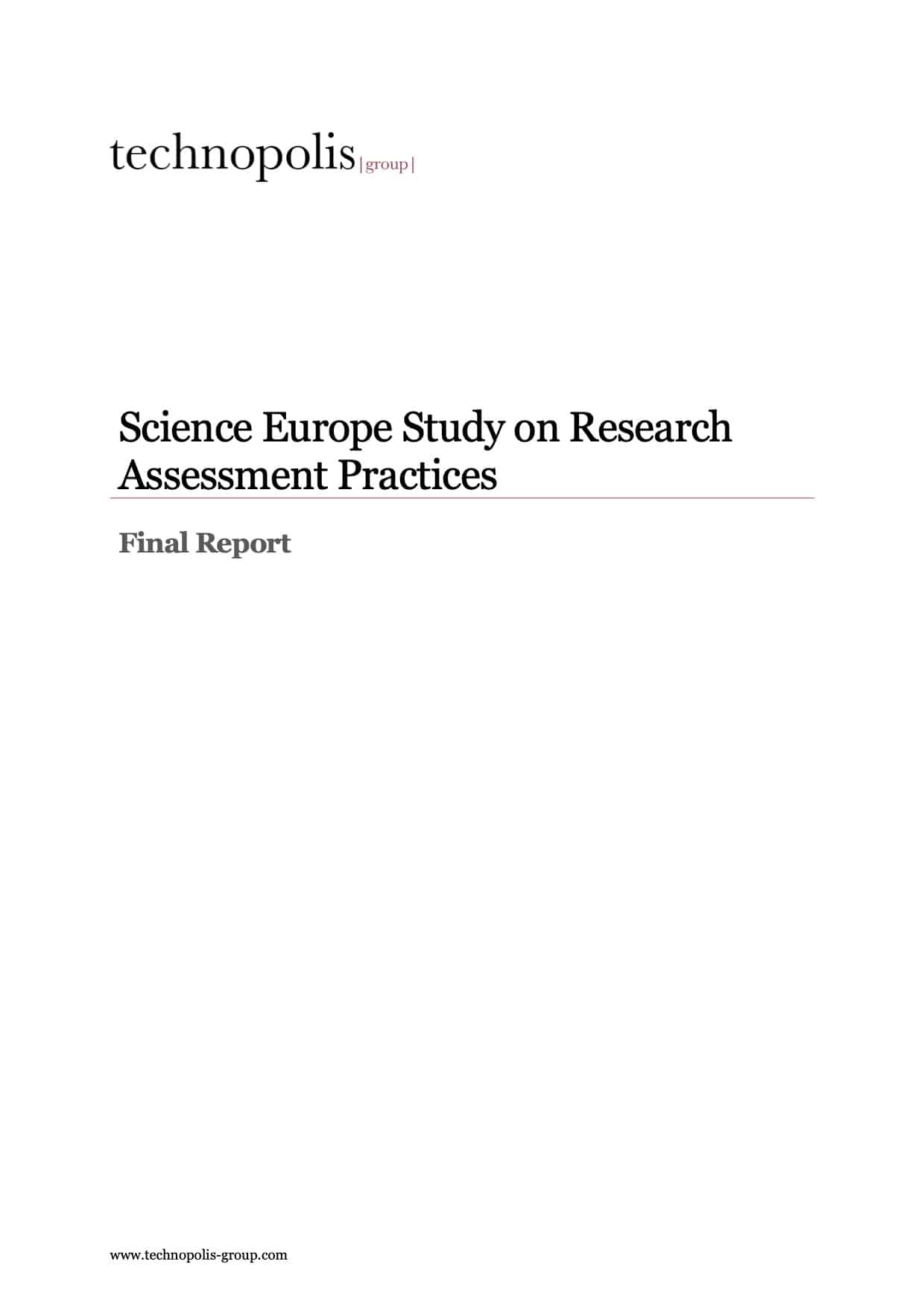Science Europe Study on Research Assessment Practices