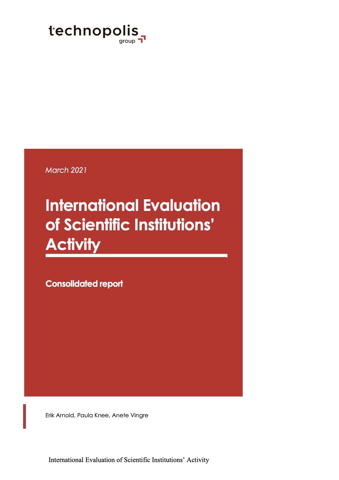 International Evaluation of Scientific Institutions’ Activity