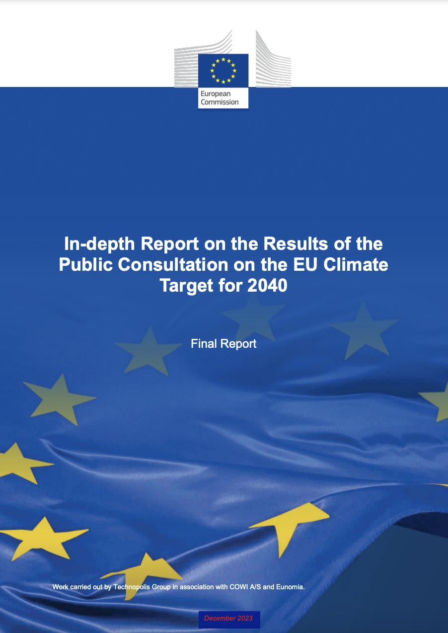 In-depth report on the results of the public consultation on the EU climate target for 2040